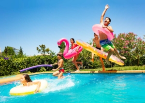 Kids playing in a pool